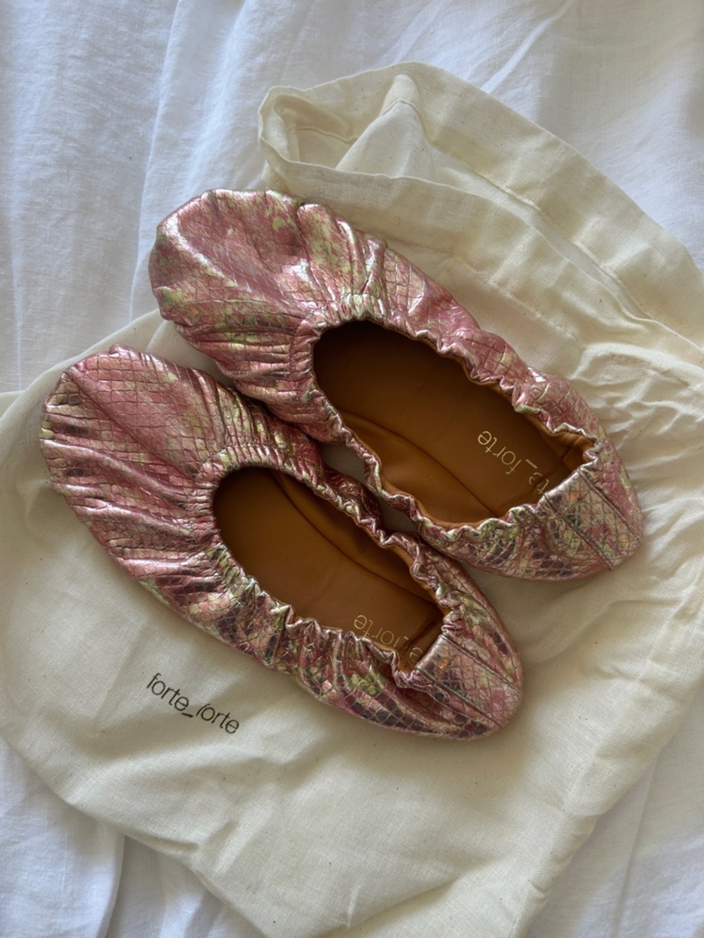 Metallic Pink Quilted Ballet Flats